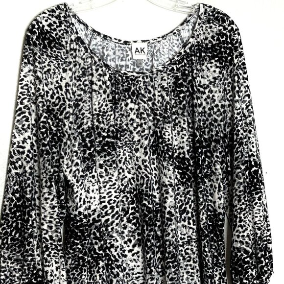 Anne Klein Women's 1X Black Gray 3/4 Sleeve Blouse - Picture 3 of 12